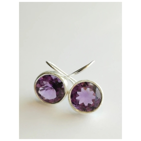 Sterling Silver Amethyst Drop Earrings - Picture 6 of 9